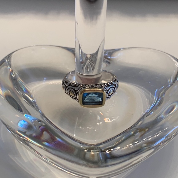 John Hardy Blue Topaz, 18K, Sterling Silver Ring